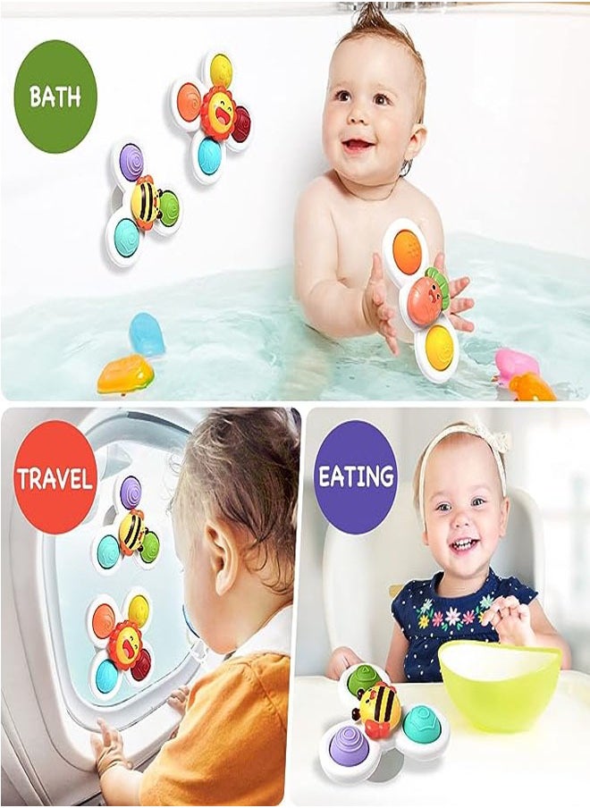 Generic - 3-piece set of suction cup spinning toy, baby fidget spinning toy, toddler 1-3 spinning toy, sensory toy, early education toy, bathtub toy, dining chair toy, baby boy birthday gift - Image 1