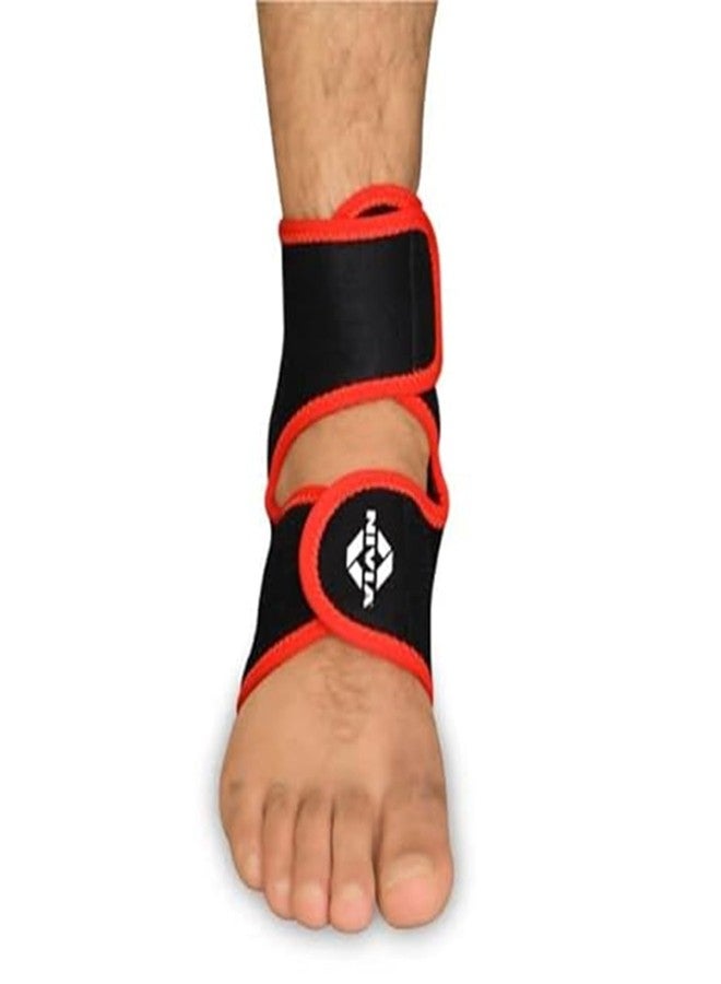 Nivia Ankle Support With Adjustable Velcro, Ankle Sleeves, Braces or Wraps, For Injury Prevention, Free Size& Black/Red Color, Used for Rehabilitation & Recovery - Image 1