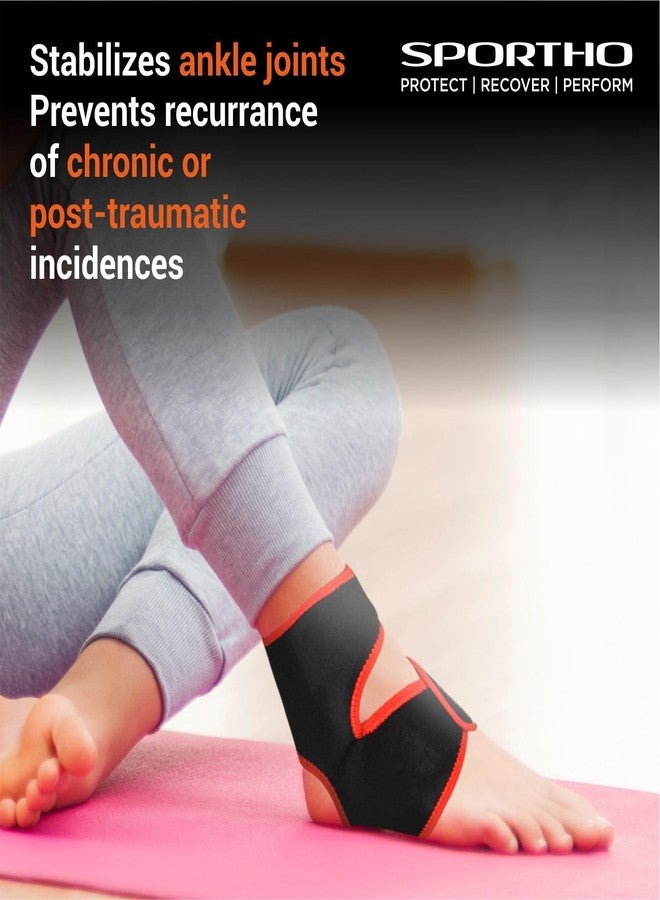 Nivia Ankle Support With Adjustable Velcro, Ankle Sleeves, Braces or Wraps, For Injury Prevention, Free Size& Black/Red Color, Used for Rehabilitation & Recovery - Image 4