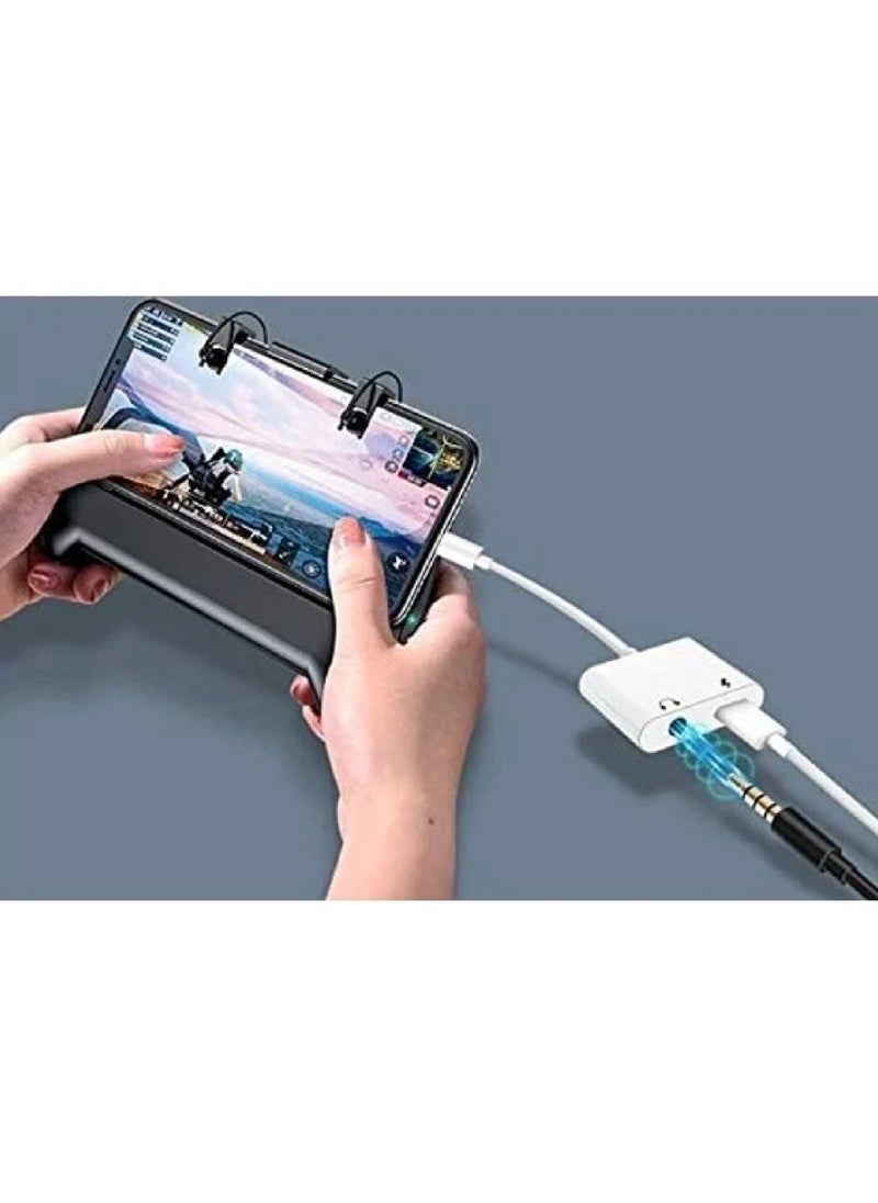 Apple MFi Certified for iPhone Adapter&Splitter 2 in 1 Lightning to 3.5mm Headphone Jack Audio+Charge Cable Compatible with iPhone 11/11 Pro/XS/XR/X 8 7/iPad Support Sync Data+Music Control White