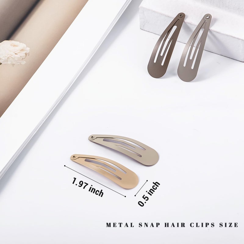 Cptots 48 PCS Small Metal Barrettes For Women Non Slip Water Drop Snap Clips For Thick Thin Fine Hair Classic Accessories,Black Brown Beige,1.97 x 0.5 In - Image 2
