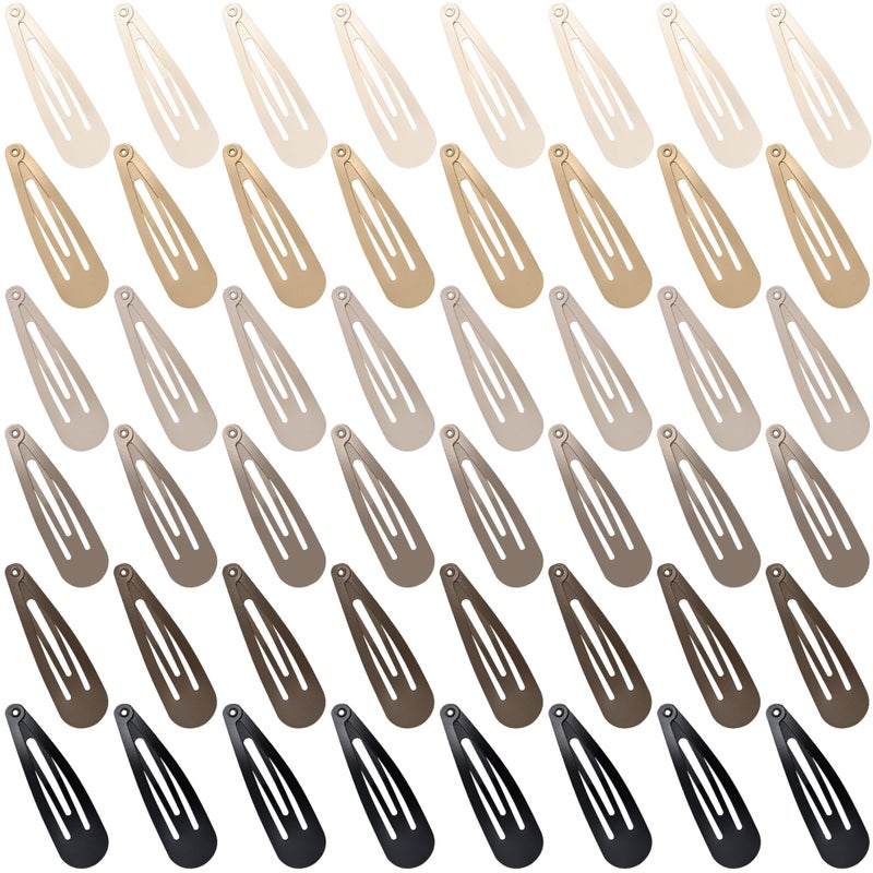 Cptots 48 PCS Small Metal Barrettes For Women Non Slip Water Drop Snap Clips For Thick Thin Fine Hair Classic Accessories,Black Brown Beige,1.97 x 0.5 In - Image 1