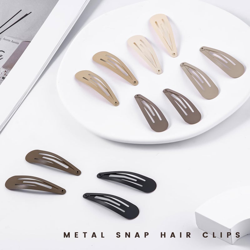 Cptots 48 PCS Small Metal Barrettes For Women Non Slip Water Drop Snap Clips For Thick Thin Fine Hair Classic Accessories,Black Brown Beige,1.97 x 0.5 In - Image 3