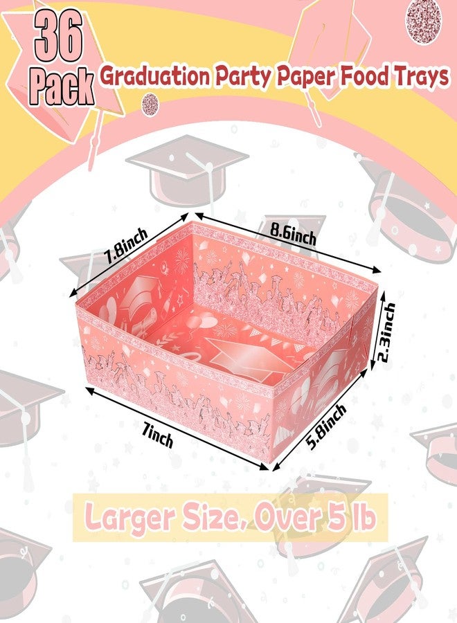 Tenceur 36 Pcs 2026 Rose Gold and White Graduation Food Serving Trays 5 lb Large Pink Grad Decoration Dessert Paper Plates Disposable Bowls Boats for Party Supplies - Image 3