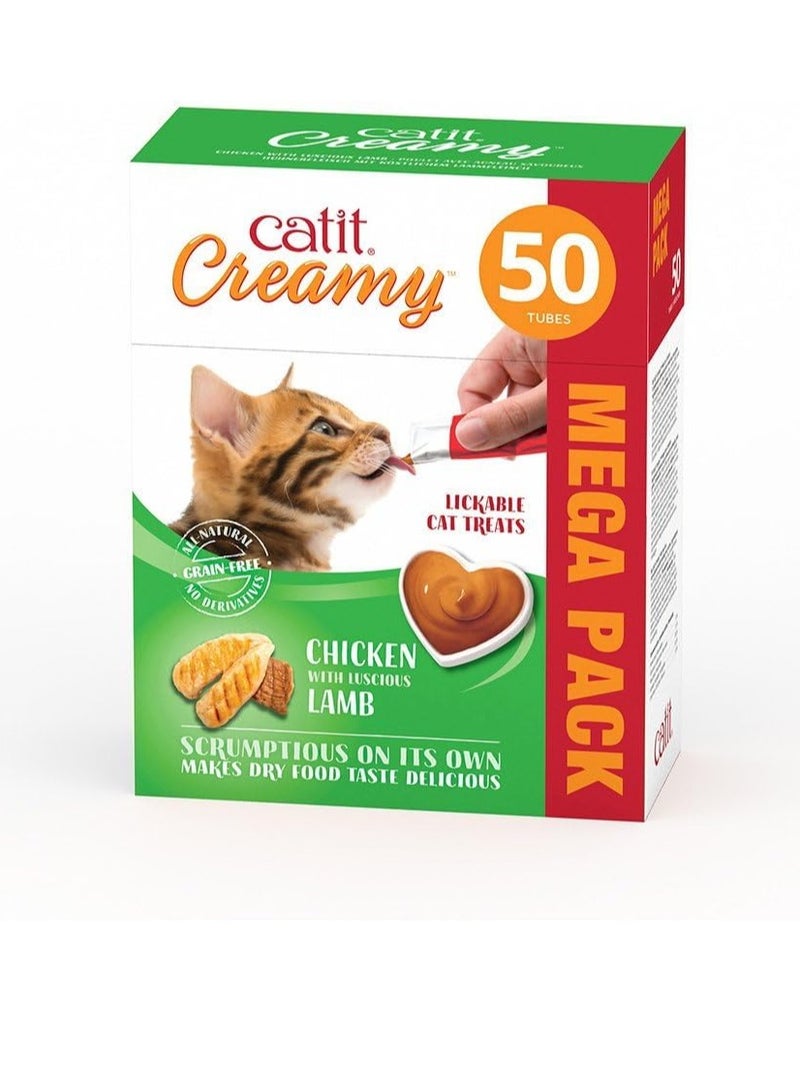 Catit Creamy Chicken and Lamb Lickable Cat Treats 50 Pack - Image 1