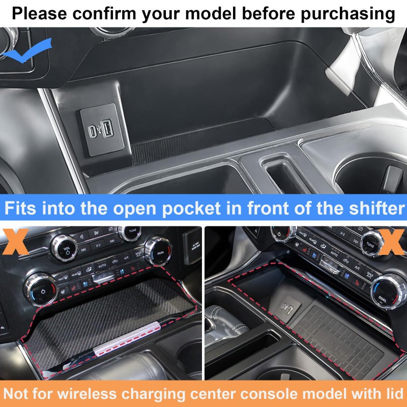 PIMCAR Center Console Organizer for 2021-2025 2026 Ford F150 & 2022-2025 F150 Lightning XLT Pro, Hidden Storage Tray with USB Hole Accessories (Fits into The Open Pocket in Front of The Shifter) - Image 2