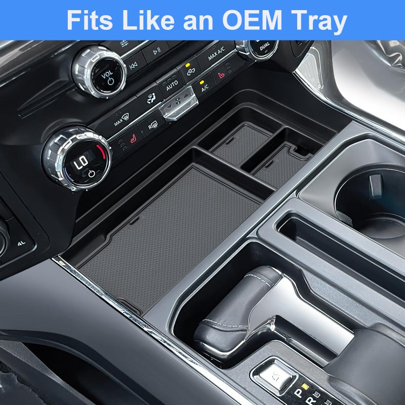 PIMCAR Center Console Organizer for 2021-2025 2026 Ford F150 & 2022-2025 F150 Lightning XLT Pro, Hidden Storage Tray with USB Hole Accessories (Fits into The Open Pocket in Front of The Shifter) - Image 3