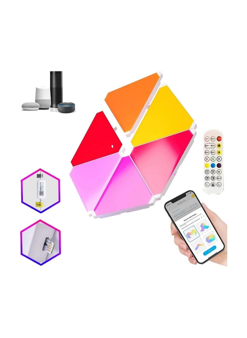 DMG TECH - Light Panels, Smart Triangle RGB LED Wall Light Panels Panels, Wi-Fi Smart Home Decor Creative Lights with Music Sync, Compatible with Alexa Google Assistant, for Gaming Rooms, Party Decor(6 Pack) - Image 1