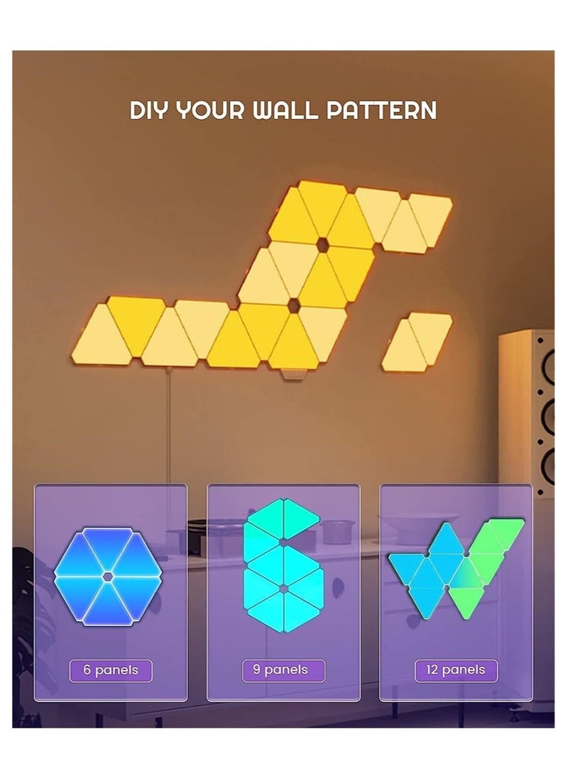 DMG TECH - Light Panels, Smart Triangle RGB LED Wall Light Panels Panels, Wi-Fi Smart Home Decor Creative Lights with Music Sync, Compatible with Alexa Google Assistant, for Gaming Rooms, Party Decor(6 Pack) - Image 1