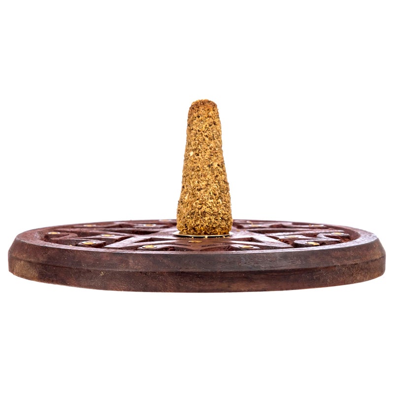 Alternative Imagination Pentagram Incense Holder - Handcrafted Incense Burner fits 15 Incense Sticks and 1 Incense Cone - Carved Wood, Brass Holders - 5 Inches Wide - Image 5