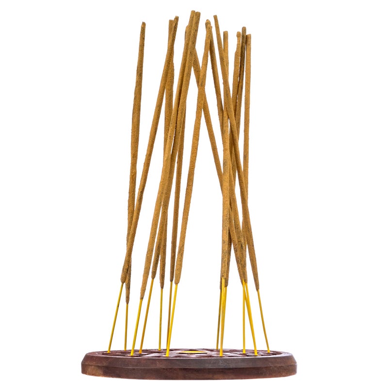 Alternative Imagination Pentagram Incense Holder - Handcrafted Incense Burner fits 15 Incense Sticks and 1 Incense Cone - Carved Wood, Brass Holders - 5 Inches Wide - Image 3
