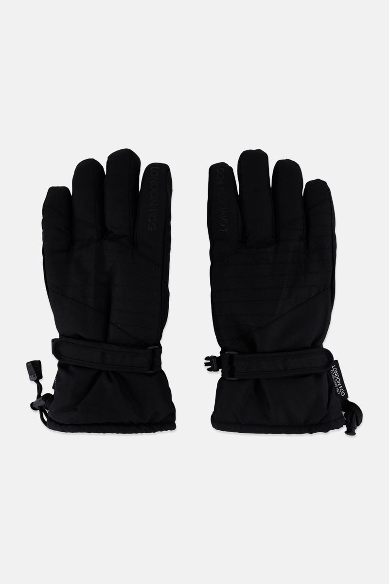 London Fog Women Brand Logo Gloves, Black  - Image 1