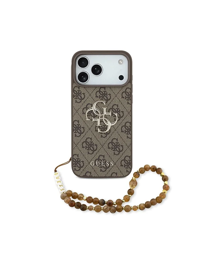 GUESS iPhone 17 Pro 4G PU Leather Case with Big 4G Classic Logo & Wrist Strap / Ultra Slim / lightweight design / Easy Installation - Brown