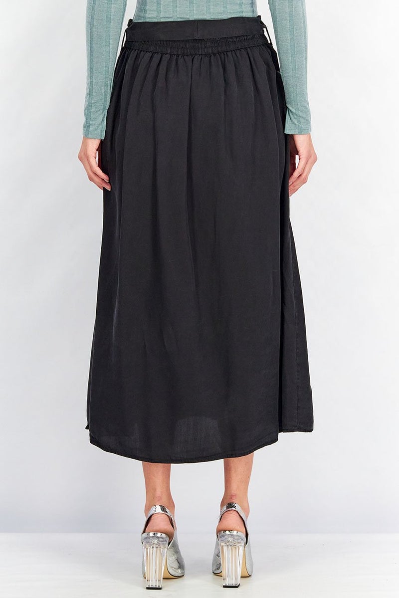 Fire & Glory Women Plain Buttoned Front Maxi Skirt, Black - Image 3