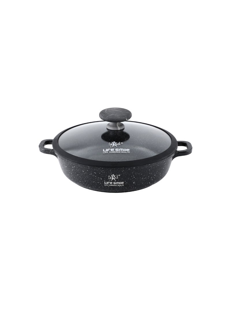 Life Smile 24cm Granite Nonstick Shallow Pot with Lid – Induction Base, 2.5L - Image 1