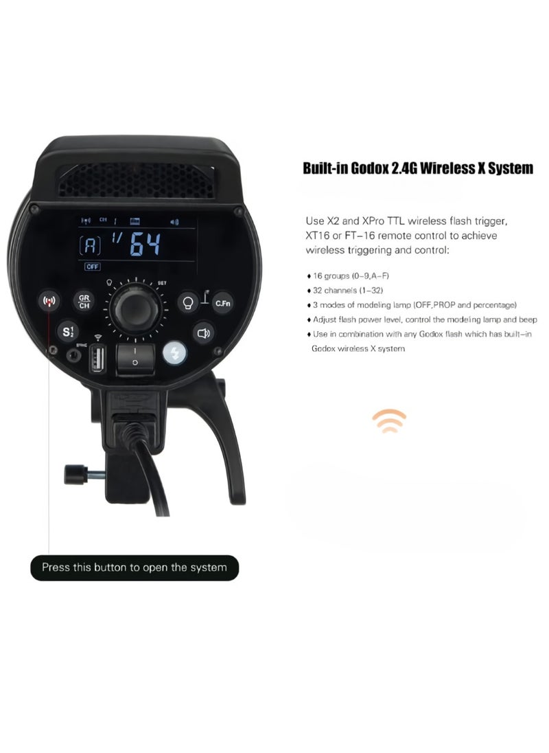 ضوء ملء DP400IIIV، ضوء ستروب بنظام X اللاسلكي 2.4G، ضوء فلاش الاستوديو مع وظيفة مضادة للفلاش المسبق، ضوء تصوير ضوئي قابل للتعديل، (DP400IIIV قياسي)