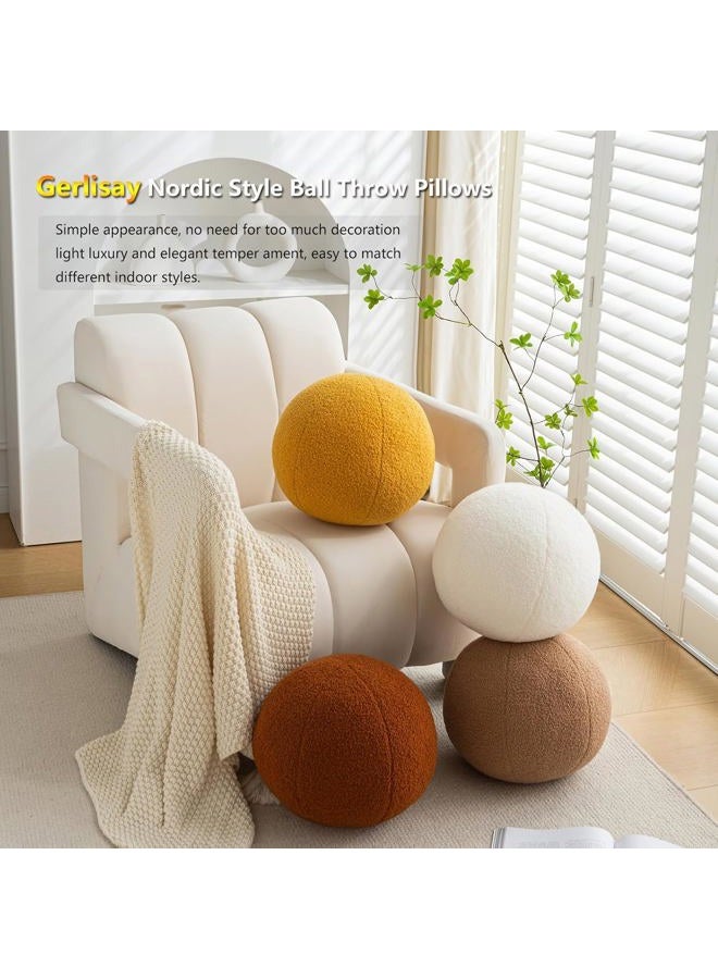 Gerlisay 11.8 inch Ball Pillow Round Decorative Pillow Beige Sphere Shaped Throw Pillows Soft Nordic Style Boucle Pillows Cushion for Bed Couch Living Sofa Room Decor - Image 2