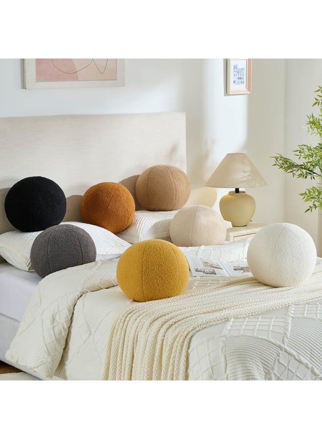 Gerlisay 11.8 inch Ball Pillow Round Decorative Pillow Beige Sphere Shaped Throw Pillows Soft Nordic Style Boucle Pillows Cushion for Bed Couch Living Sofa Room Decor - Image 5