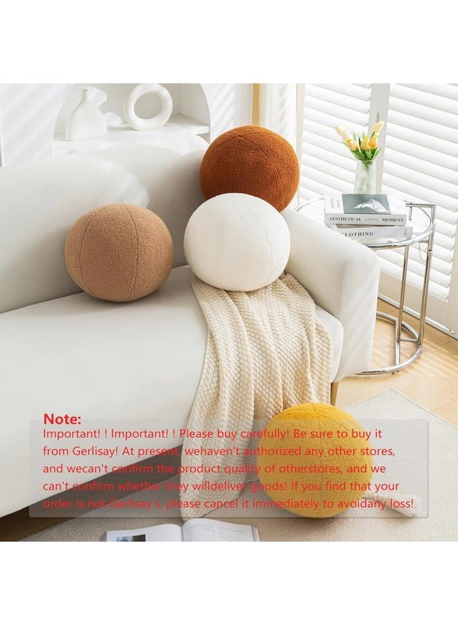 Gerlisay 11.8 inch Ball Pillow Round Decorative Pillow Beige Sphere Shaped Throw Pillows Soft Nordic Style Boucle Pillows Cushion for Bed Couch Living Sofa Room Decor - Image 3