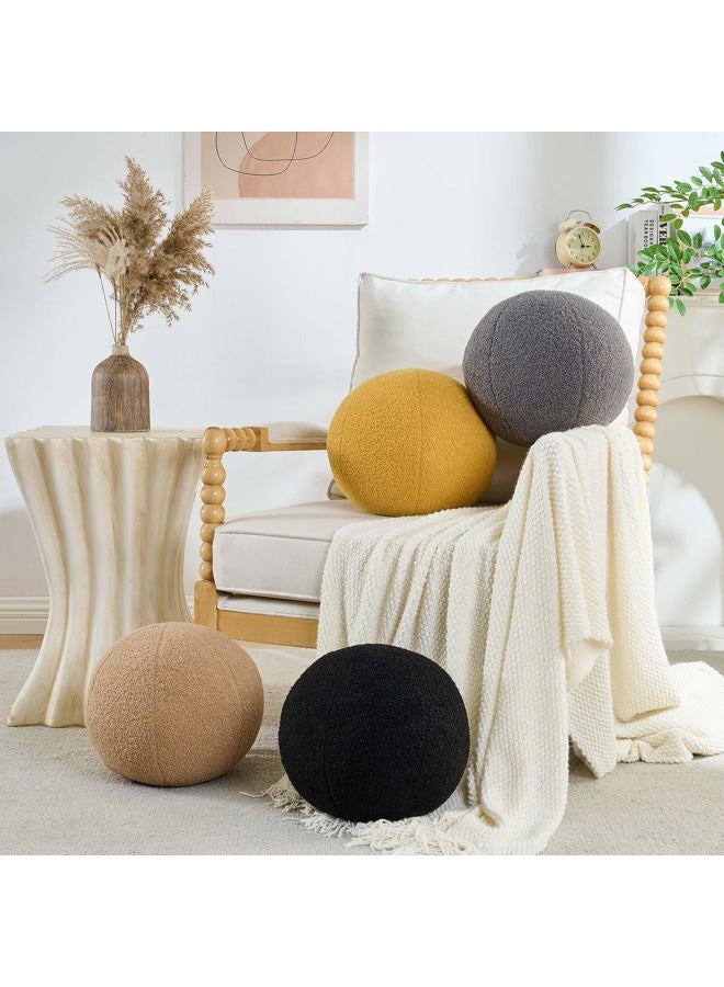 Gerlisay 11.8 inch Ball Pillow Round Decorative Pillow Beige Sphere Shaped Throw Pillows Soft Nordic Style Boucle Pillows Cushion for Bed Couch Living Sofa Room Decor - Image 4