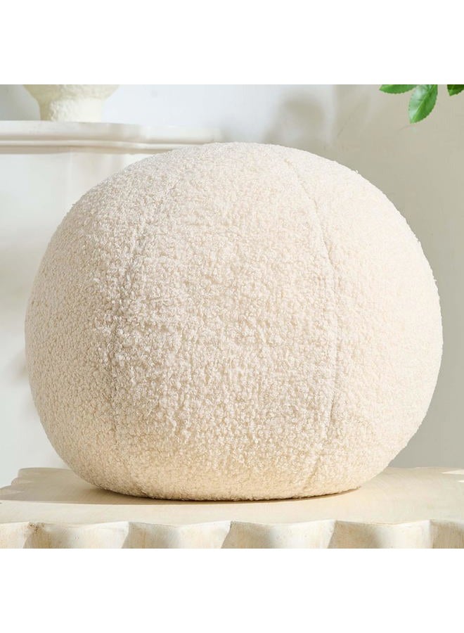Gerlisay 11.8 inch Ball Pillow Round Decorative Pillow Beige Sphere Shaped Throw Pillows Soft Nordic Style Boucle Pillows Cushion for Bed Couch Living Sofa Room Decor - Image 1