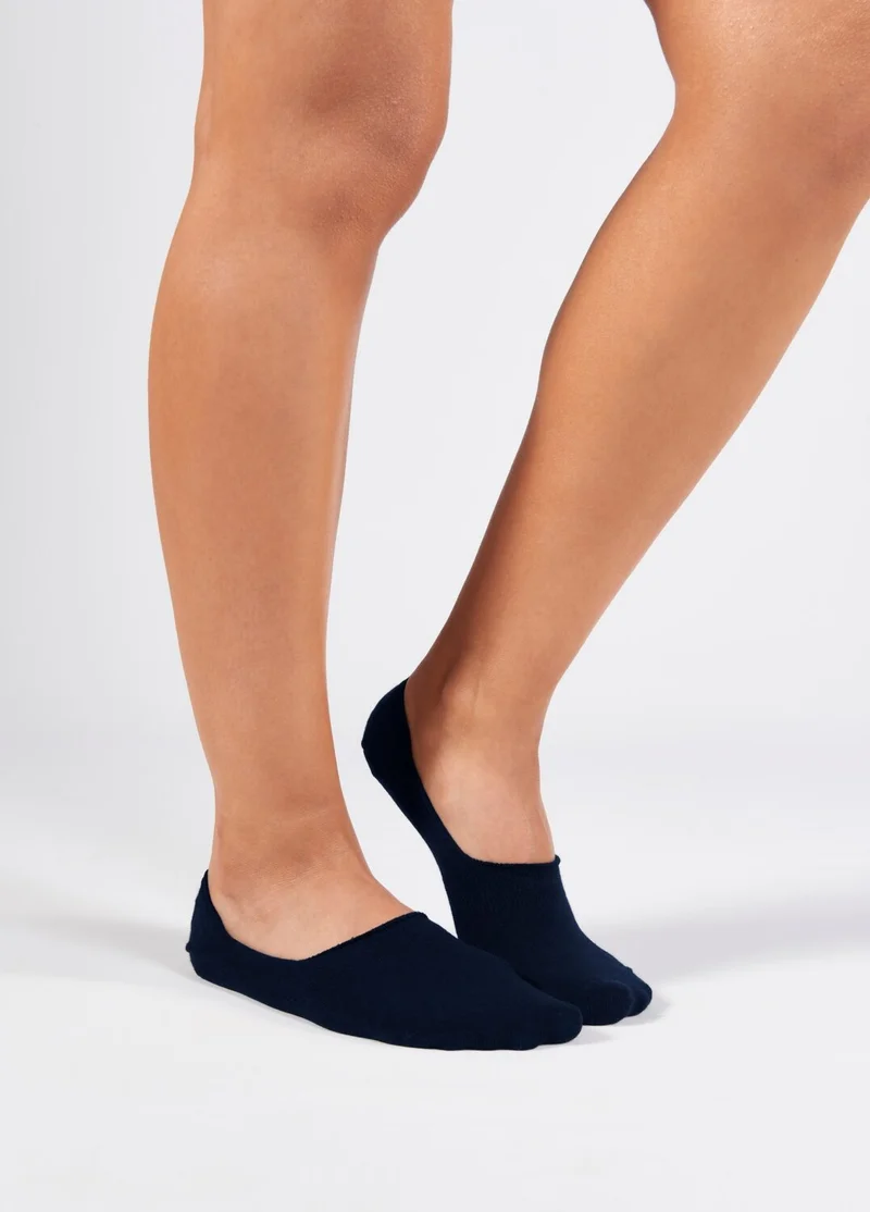فوروينا Navy Blue Modal Elastic Seamless Women's Ballerina Invisible Socks