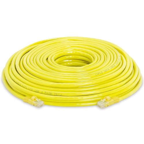 Cmple - Cat5e Ethernet Cable 100 ft, 350 MHz UTP Cat 5e Ethernet Patch Cord, 1Gbps Network LAN Cables, RJ45 Connectors, Compatible with Laptop, Modem, Router - Yellow - Image 2