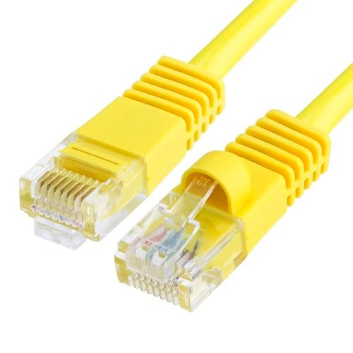 Cmple - Cat5e Ethernet Cable 100 ft, 350 MHz UTP Cat 5e Ethernet Patch Cord, 1Gbps Network LAN Cables, RJ45 Connectors, Compatible with Laptop, Modem, Router - Yellow - Image 1