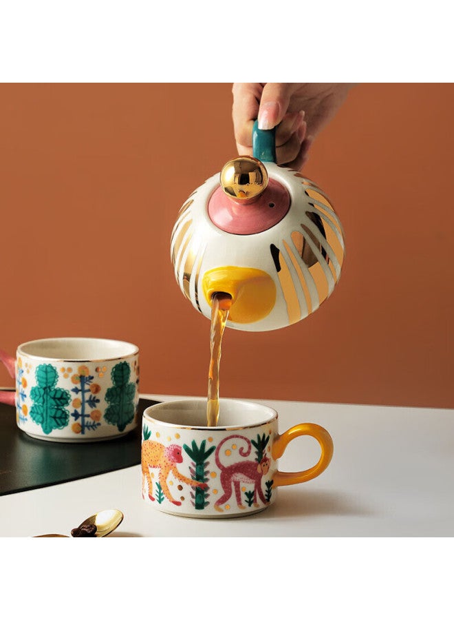All-round Quanshi English-style Teapot Set With Two Cups, Suitable For Brewing Black Tea, Floral Tea, And Afternoon Tea, Ceramic Coffee Pot, Perfect For Housewarming Gift Box - Image 2