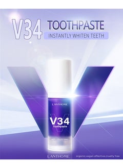 Lanthome V34 purple toothpaste for teeth whitening, color correcting whitening toothpaste, tooth color correcting serum, purple toothpaste, stain removal, whitening toothpaste. (30ml)  - Image 2
