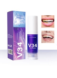 Lanthome V34 purple toothpaste for teeth whitening, color correcting whitening toothpaste, tooth color correcting serum, purple toothpaste, stain removal, whitening toothpaste. (30ml)  - Image 1