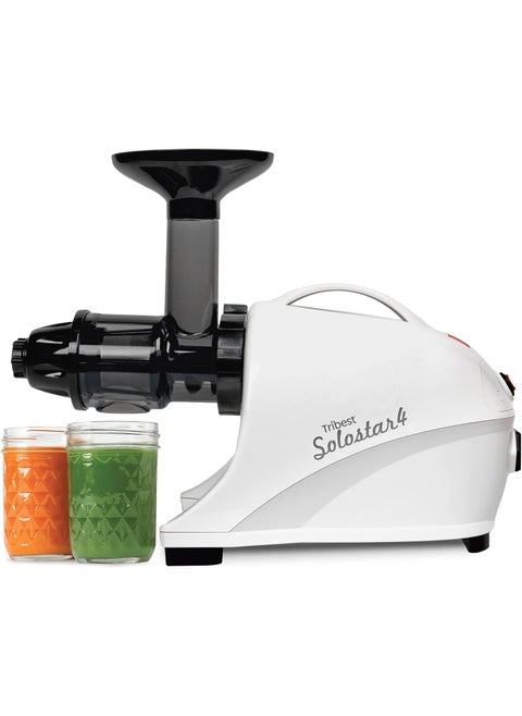 Tribest Solostar SS4200B Horizontal Slow Masticating Juicer Single Auger Cold Press Juicer  Juice Extractor White