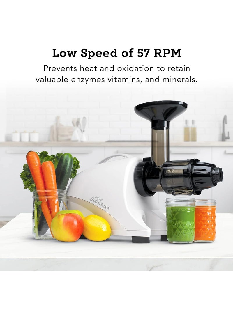 Tribest Solostar SS4200B Horizontal Slow Masticating Juicer Single Auger Cold Press Juicer  Juice Extractor White