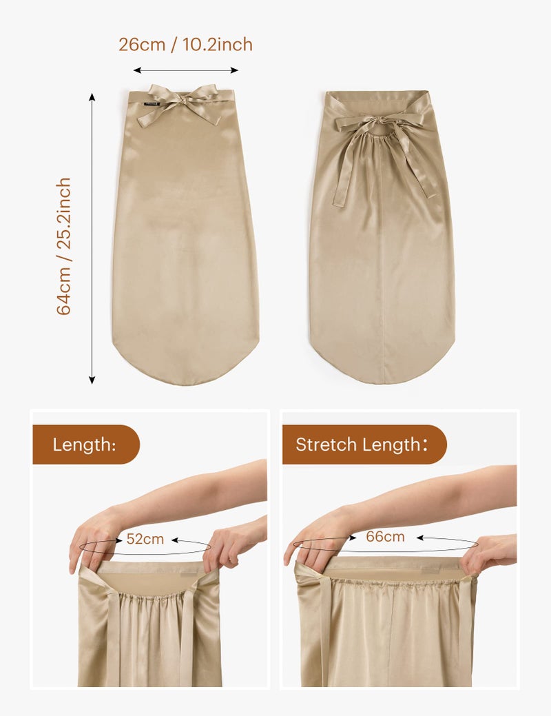 LilySilk غطاء نوم من حرير التوت LILYSILK 100% 19 Momme بونيت حرير طويل للشعر المجعد، غطاء ليلي للنوم، لفافة شعر حرير للنساء بلون القهوة - Image 3