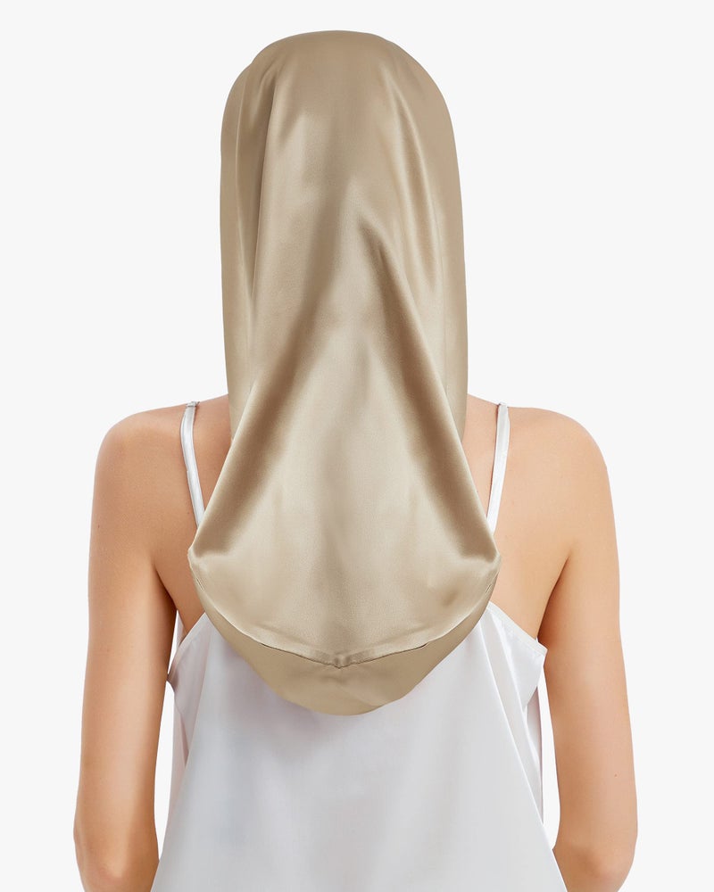 LilySilk غطاء نوم من حرير التوت LILYSILK 100% 19 Momme بونيت حرير طويل للشعر المجعد، غطاء ليلي للنوم، لفافة شعر حرير للنساء بلون القهوة - Image 2