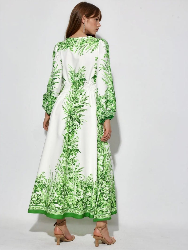 Jennyfer Printed V-neck Maxi Dress With Tie Detail - Image 4