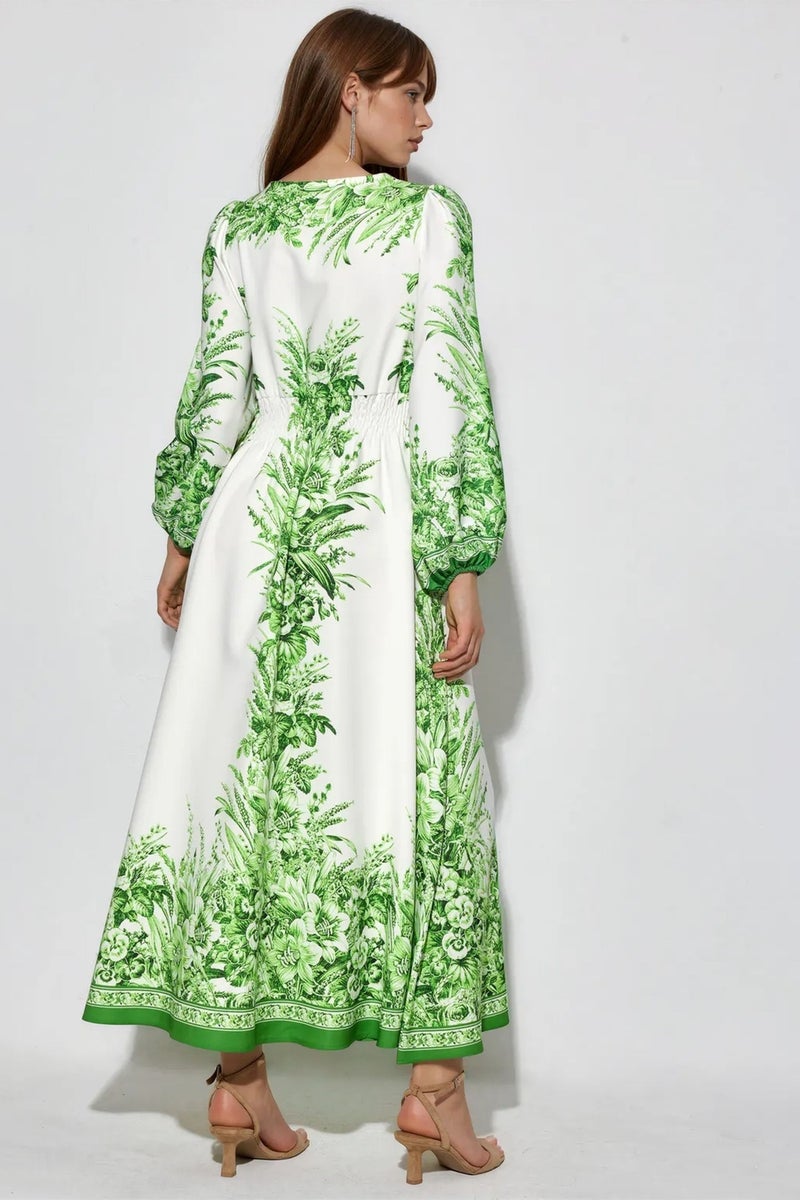Jennyfer Printed V-neck Maxi Dress With Tie Detail - Image 4