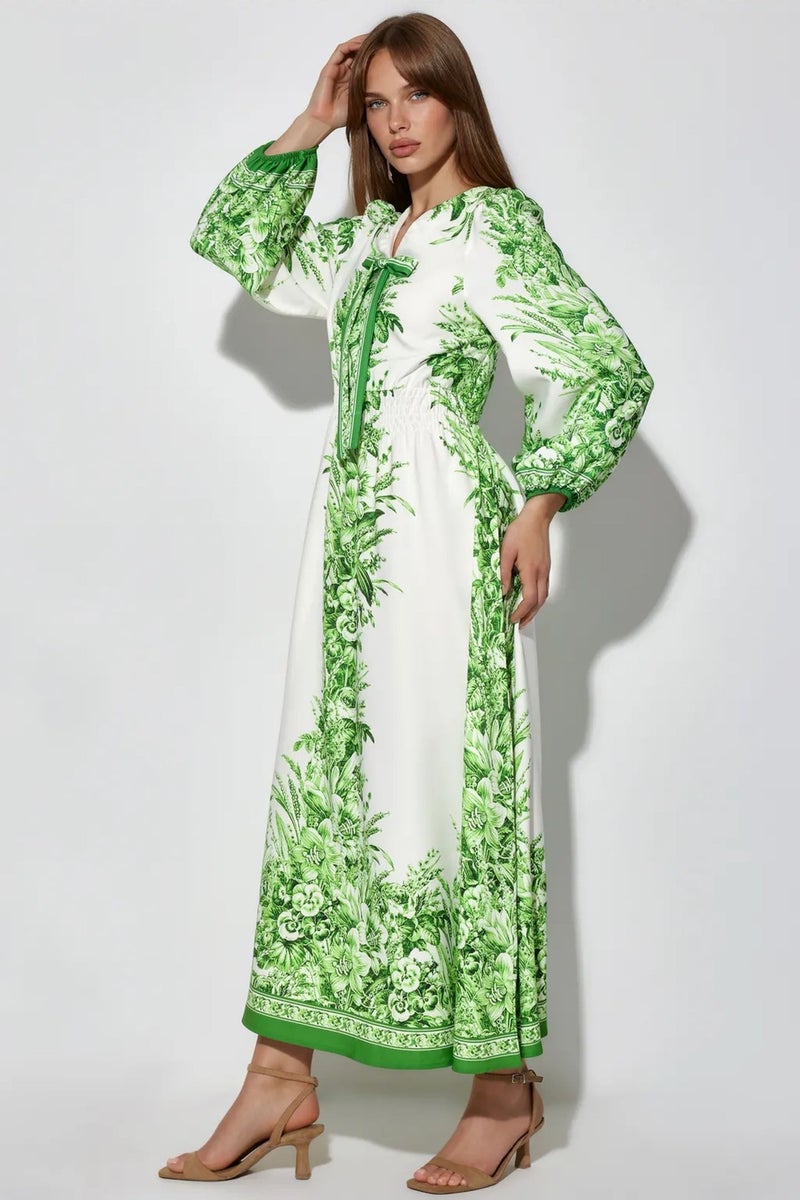 Jennyfer Printed V-neck Maxi Dress With Tie Detail - Image 3