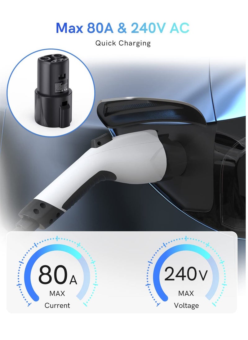 Generic - J1772 to Tesla Charger Adapter, 80A/240V, Safety Certified, Compatible with Tesla Model 3, Y, S, X, Portable SAE J1772 EV Charging Solution for Outdoor Use - Image 1