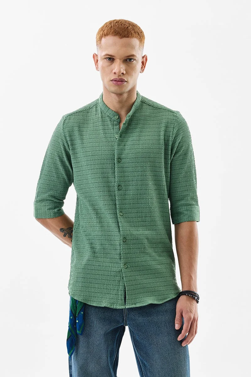 SNITCH Green Textured Mandarin Shirt