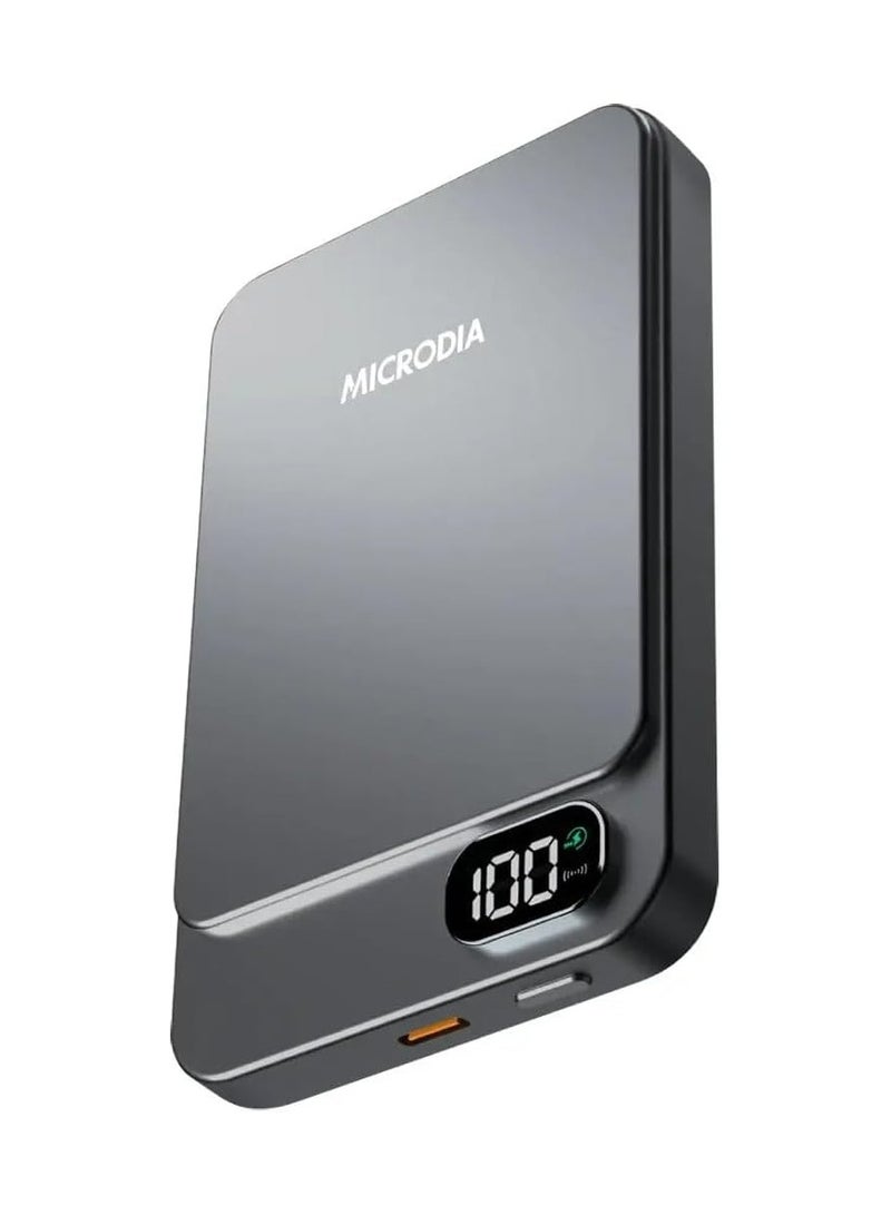 MICRODIA MICRODIA SNAPPower 35W PD Magnetic Wireless Power Bank 10000mAh, Portable Charger with USB-C Cable, MagSafe Battery Pack – Charcoal  - Image 1