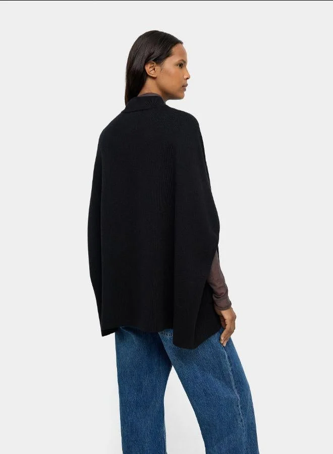 PARFOIS Black Knit poncho with high neck for Women | Best Price UAE