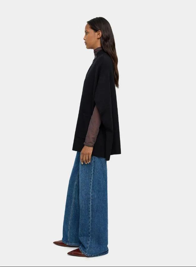 PARFOIS Black Knit poncho with high neck for Women | Best Price UAE
