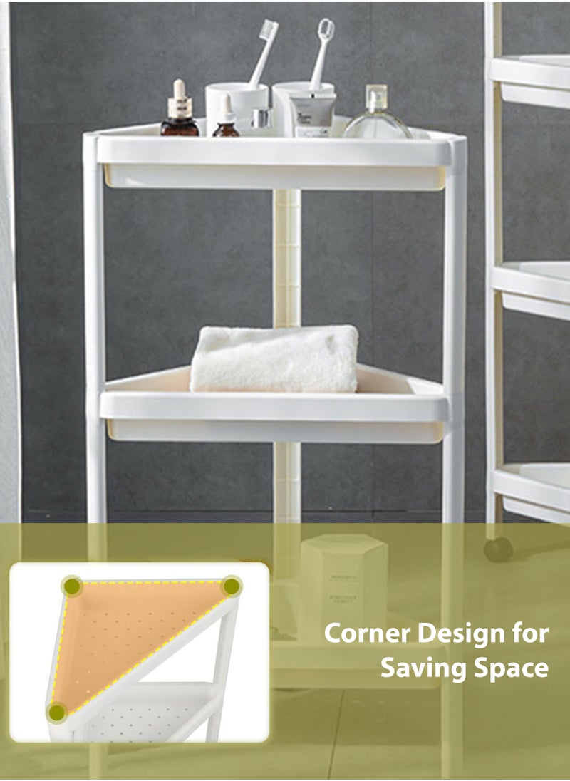 Toshionics 3 Tier Corner Shelf Unit Vesken Detachable Storage Cart Mobile Shelving Organizer Slide Tower Rack for Kitchen Bathroom Laundry Narrow Places Plastic Black Floor Shower Shelf Counter Rack  - Image 5