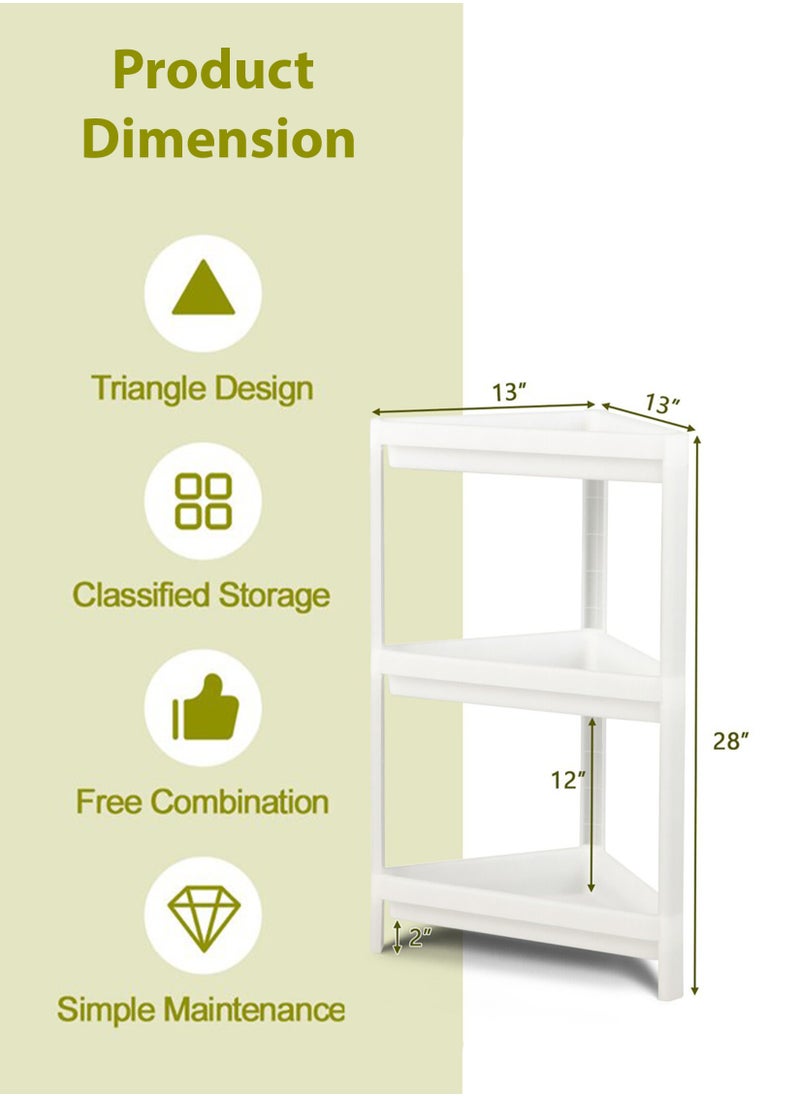 Toshionics 3 Tier Corner Shelf Unit Vesken Detachable Storage Cart Mobile Shelving Organizer Slide Tower Rack for Kitchen Bathroom Laundry Narrow Places Plastic Black Floor Shower Shelf Counter Rack  - Image 2