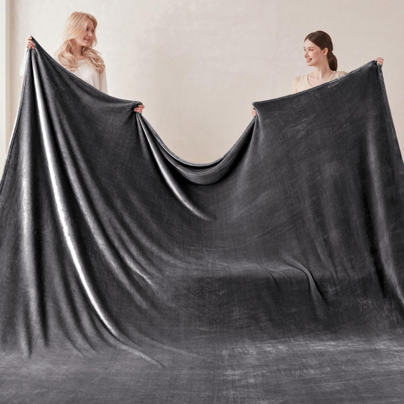 COOVA Oversized King Fleece Blanket 120x120 inches, Soft Cozy Warm Giant Extra Large 10'x10' Blanket for Bed, Sofa, Couch,Travel, Camping, California Huge Flannel Big Throw Blanket, Dark Grey - Image 3