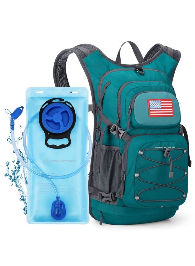 Maelstrom Hydration Hiking Backpack with 2L/3L Water Bladder, High Flow Bite Valve Camping Daypack Lightweight (6.Cyan, 2L Bladder) - Image 1