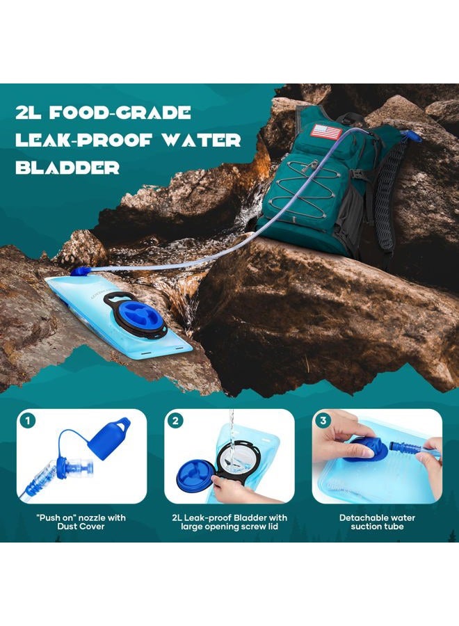 Maelstrom Hydration Hiking Backpack with 2L/3L Water Bladder, High Flow Bite Valve Camping Daypack Lightweight (6.Cyan, 2L Bladder) - Image 4