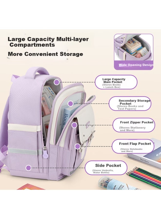 Snoopy Primary School Backpack Ergonomic Waterproof Large Capacity Kids School Bag Blue For Grades 4-6 - Image 2