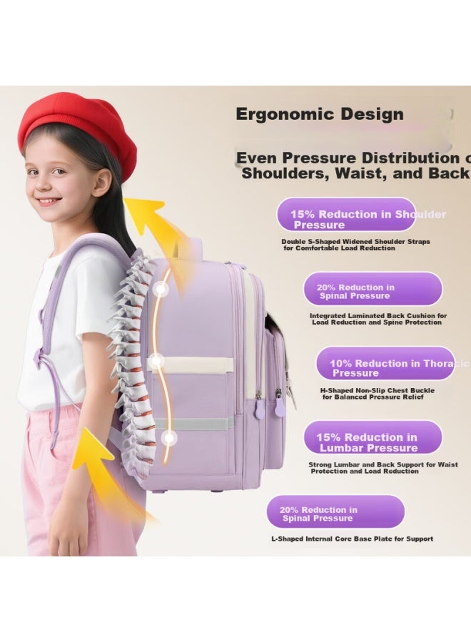 Snoopy Primary School Backpack Ergonomic Waterproof Large Capacity Kids School Bag Blue For Grades 4-6 - Image 1